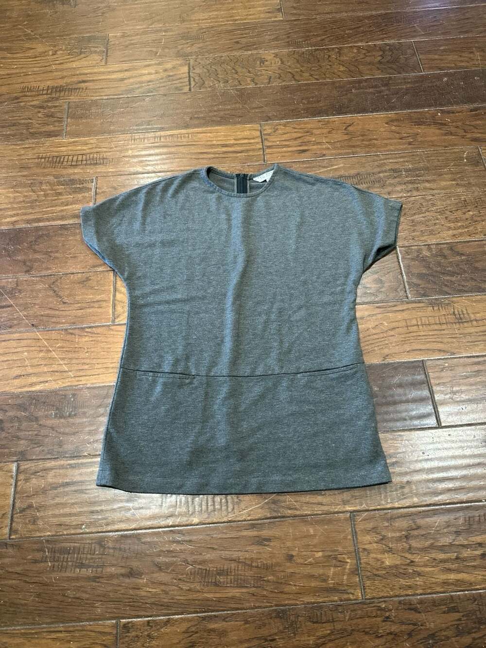 Lady Rustan Grey‎ Short Sleeve Fine Knit Dress with Zip Back